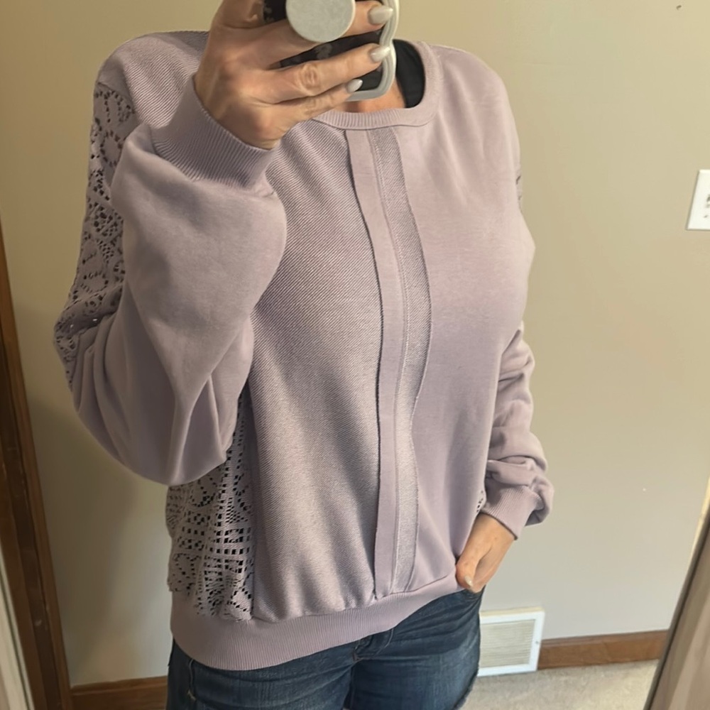 Lavender Knit Sweater with Lace Details